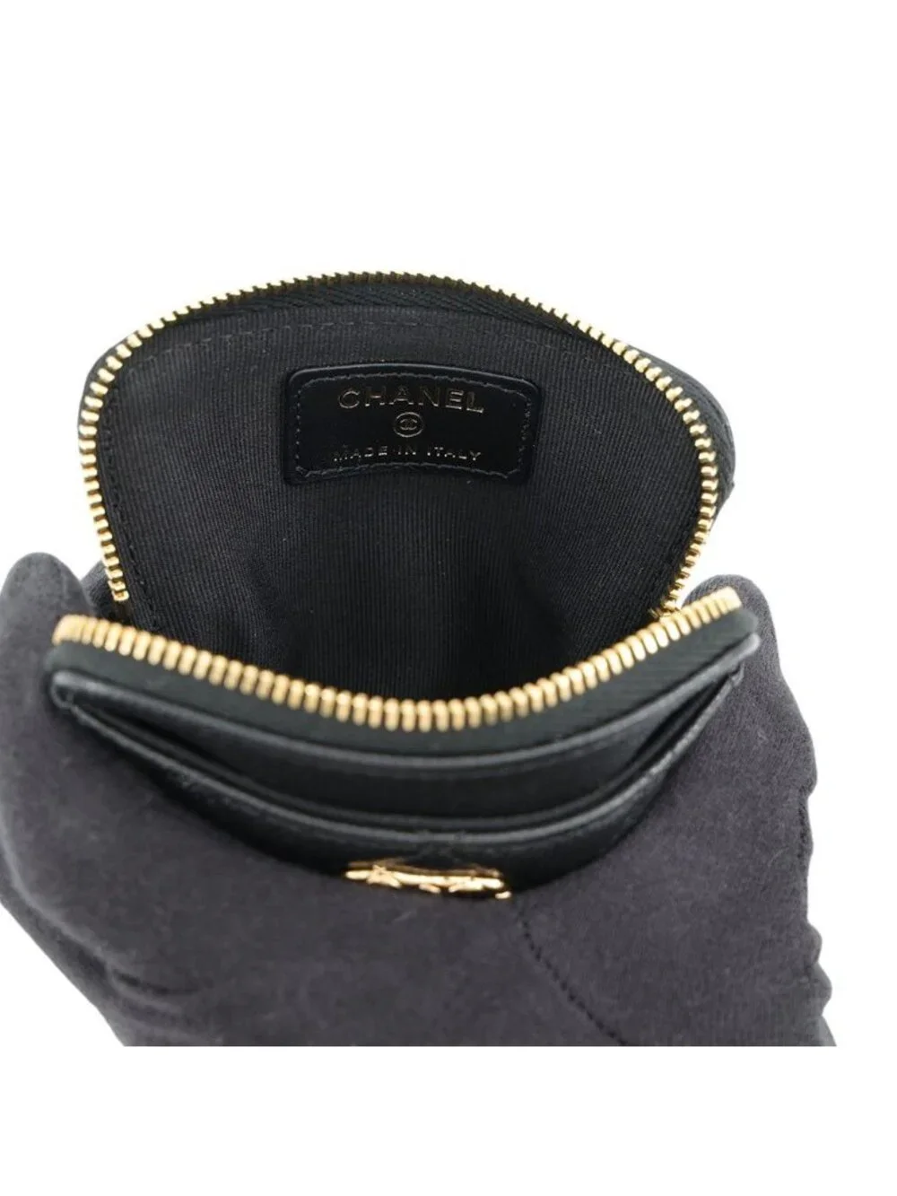 Chanel Coin Purse Quilted Fragment Caviar Leather Wallet Black
